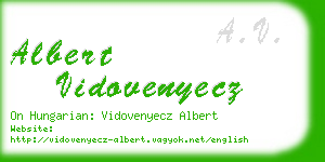 albert vidovenyecz business card